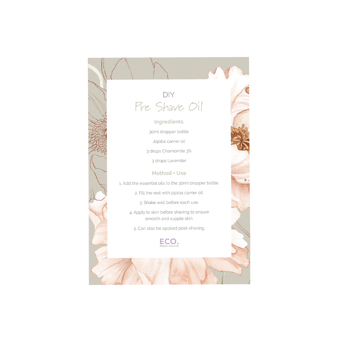 Pre Shave Oil Recipe Card