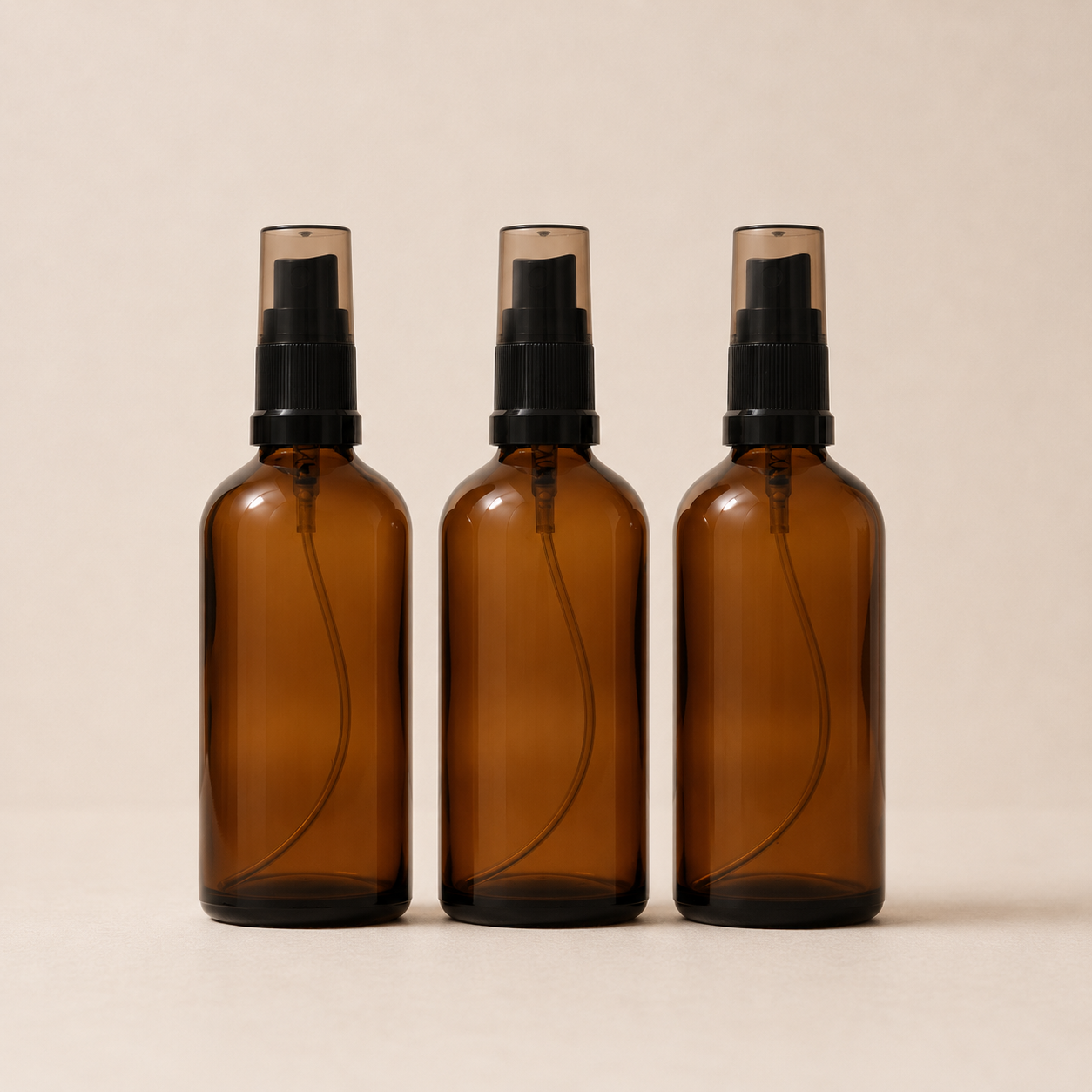 100ml Amber Glass Spray Bottle Trio