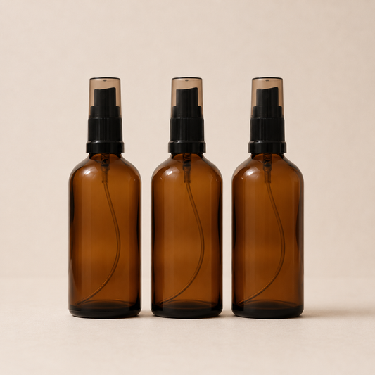 100ml Amber Glass Spray Bottle Trio