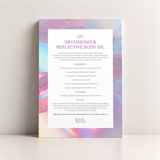 DIY Grounding & Reflective Body Oil Postcard