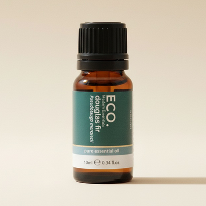 Bottle of ECO Douglas Fir pure essential oil on a beige background