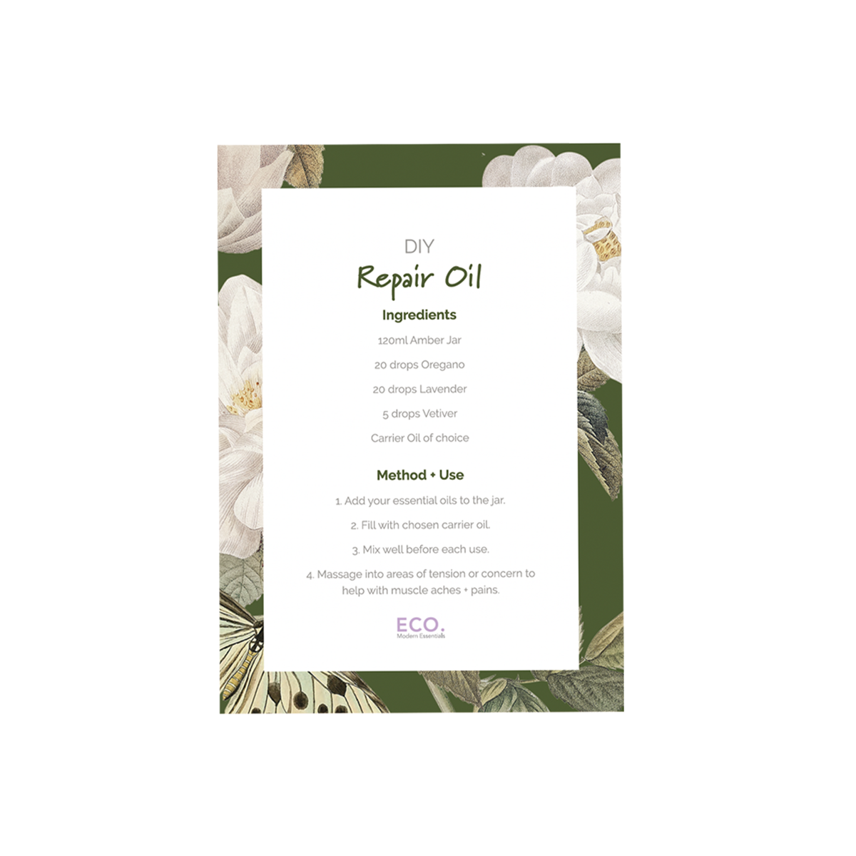 Repair Oil Recipe Card