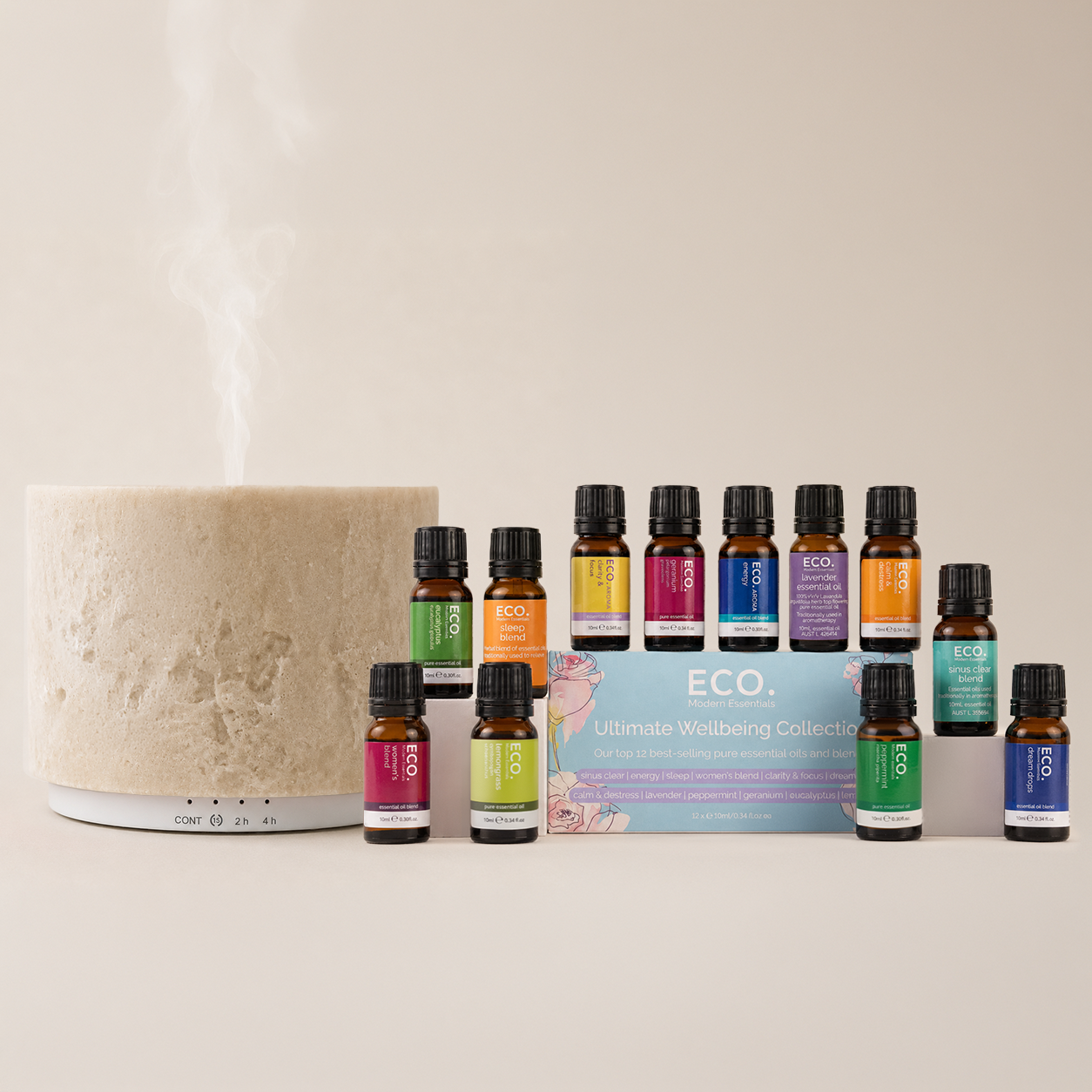 Marble Diffuser + Ultimate Wellbeing 12 Pack Collection