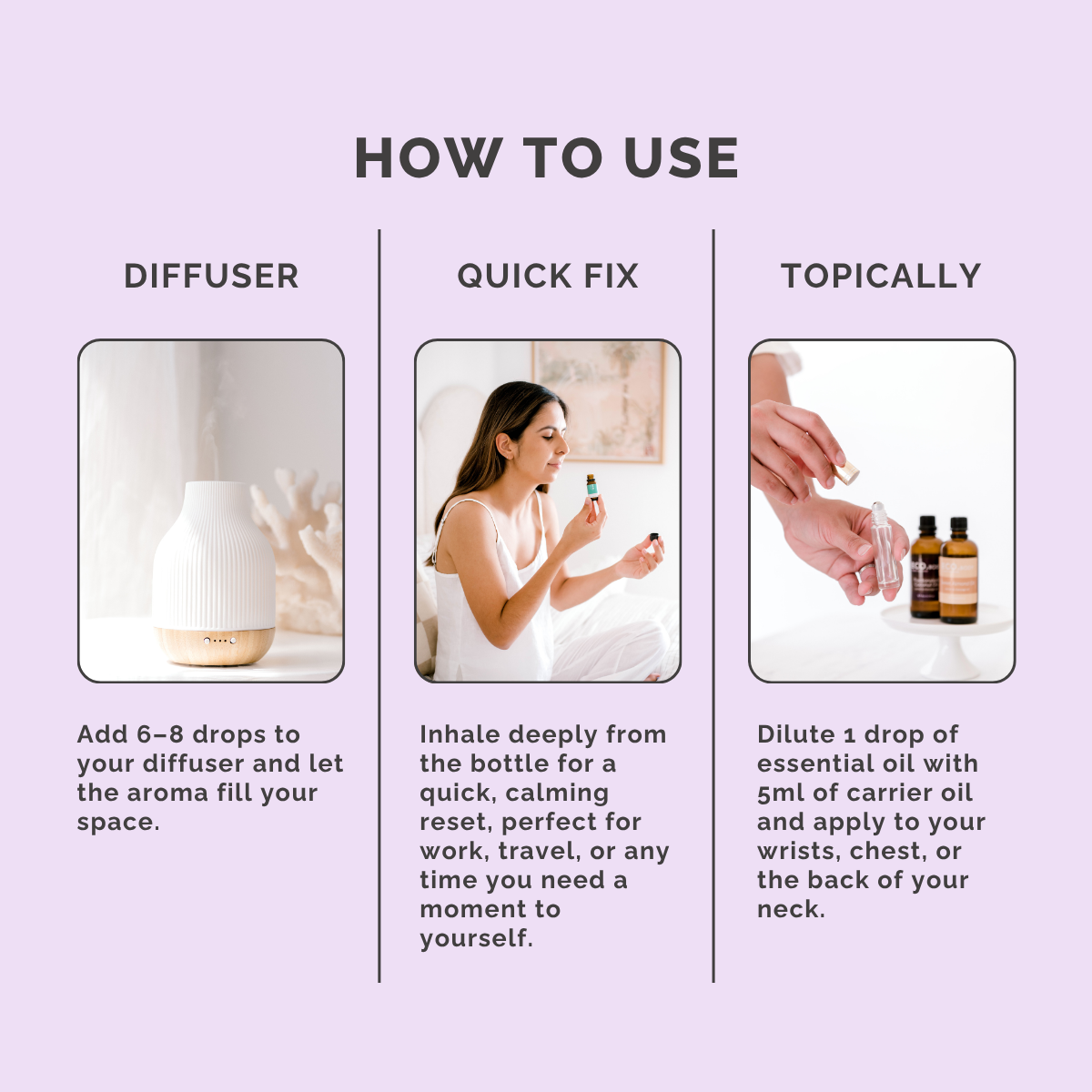 Calm & Destress Essential Oil Blend - How to Use