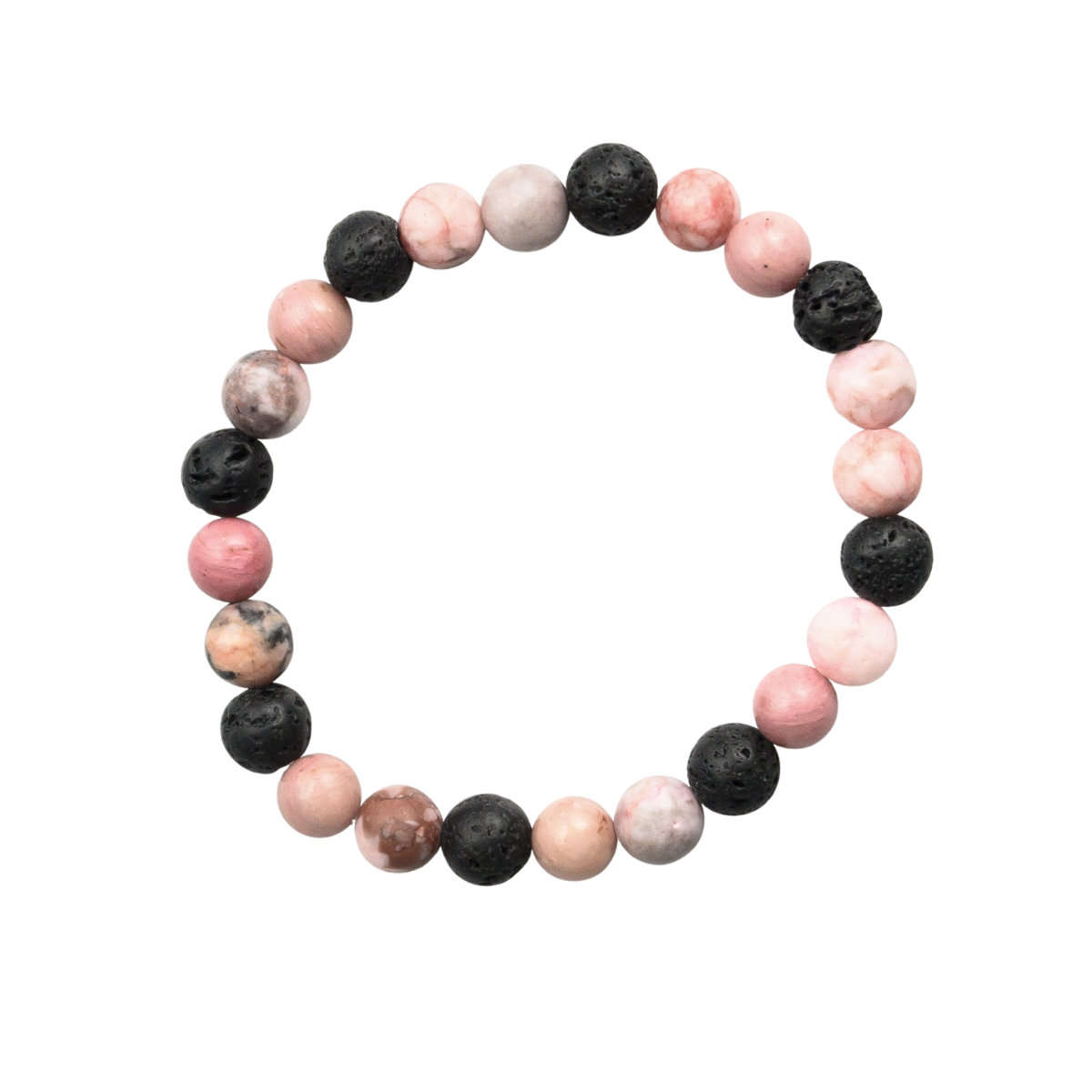 Rose Quartz, Pink Zebra and Lava Stone Bracelet