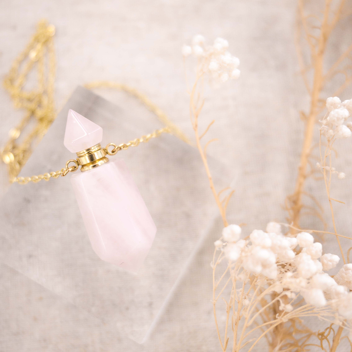 Rose Quartz Aromatherapy Necklace