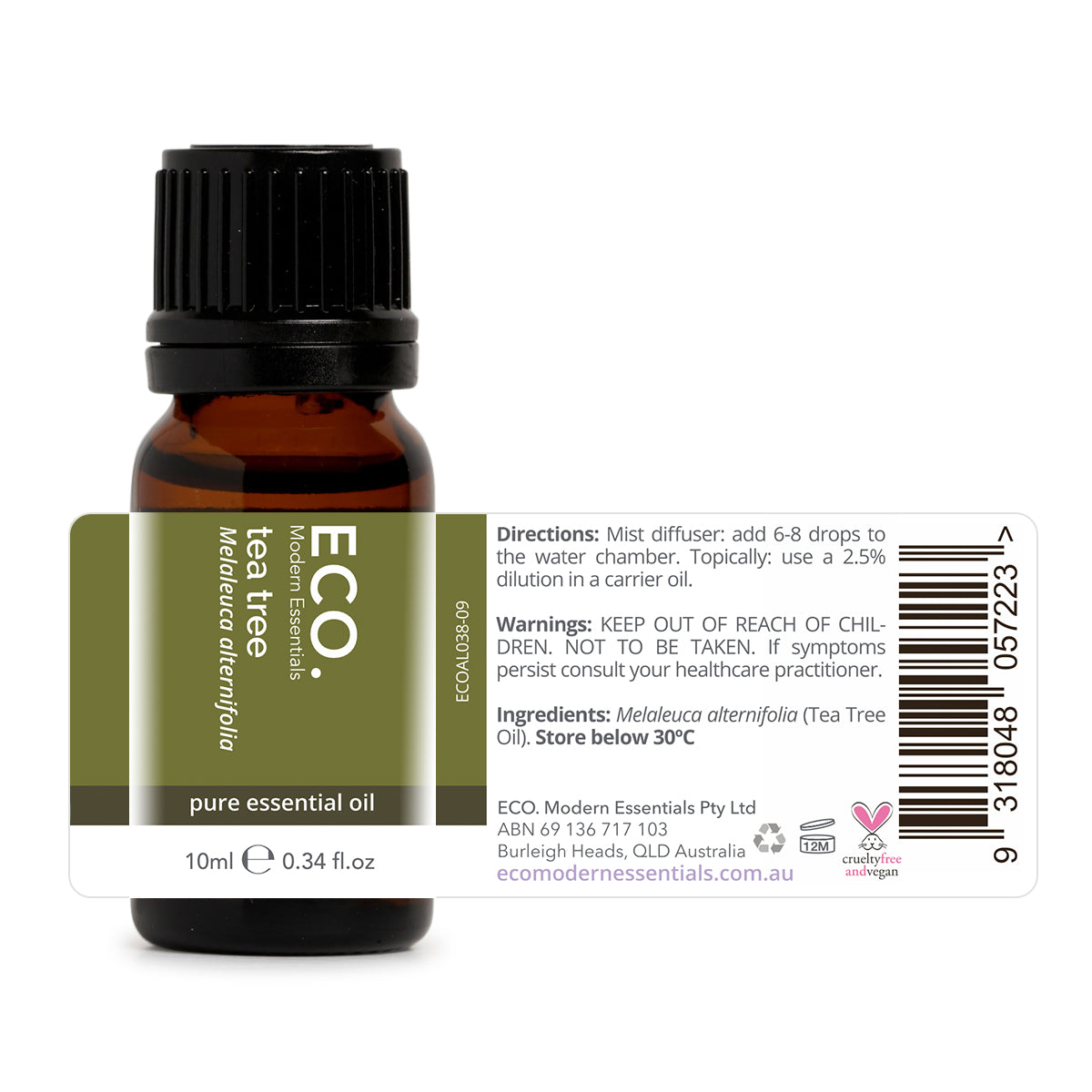 ECO. Modern Essentials Tea Tree oil label